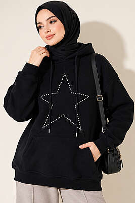Yıldız Armalı Üç İplik Sweatshirt Koyu Lacivert - Tunik