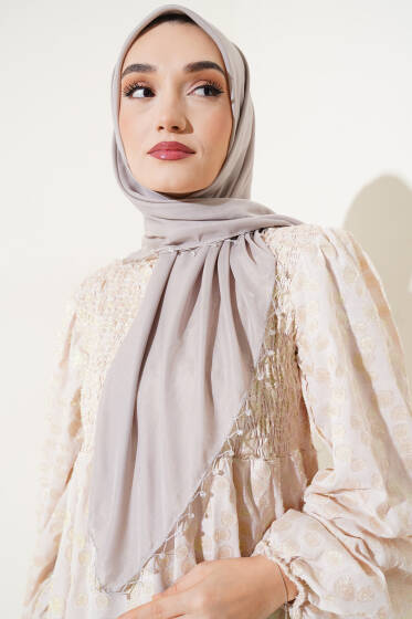 Yıldız Boncuklu Yazma Eşarp Açık Vizon - Başörtüsü