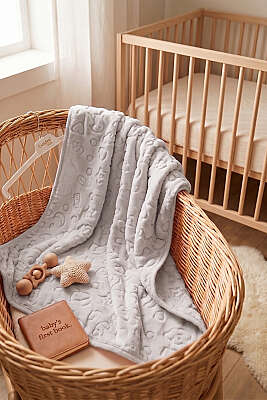 Yıldız Desenli Bebek Battaniye Gri 