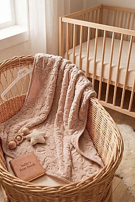 Yıldız Desenli Bebek Battaniye Latte 