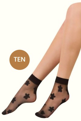Yıldız Desenli Soket Çorap Ten - Thumbnail