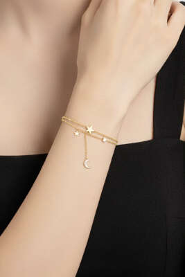 Yıldız Detaylı Bileklik Gold - KONYALI BİJUTERİ