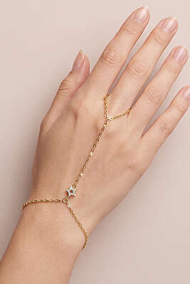 Yıldız Figür Taşlı Şahmeran Bileklik Gold - YILMAZ BİJUTERİ 