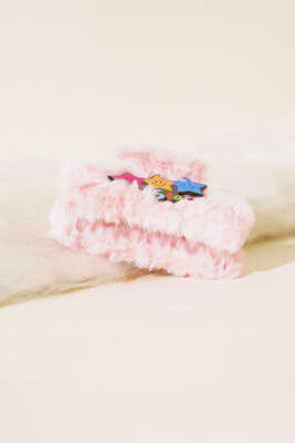 Yıldız Figürlü Peluş Mandal Toka Pembe - Toka