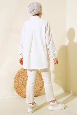 Yıldız Taş Detaylı Salaş Gömlek Ekru - Gömlek