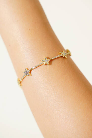 Yıldız Taşlı Bileklik Gold - Bileklik