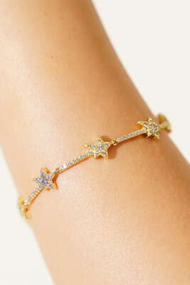 Yıldız Taşlı Bileklik Gold - Bileklik