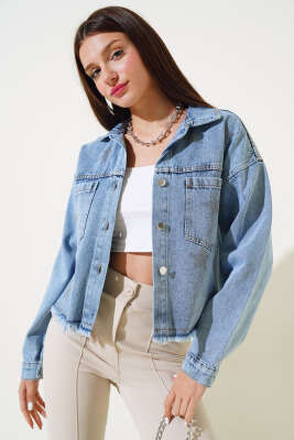 Yıldız Taşlı Kısa Kot Ceket Kot Mavisi - Kadın Giyim Modelleri