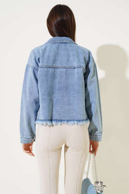 Yıldız Taşlı Kısa Kot Ceket Kot Mavisi - Kadın Giyim Modelleri