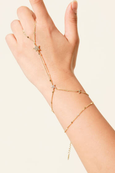 Yıldız Taşlı Şahmeran Bileklik Gold - Bileklik