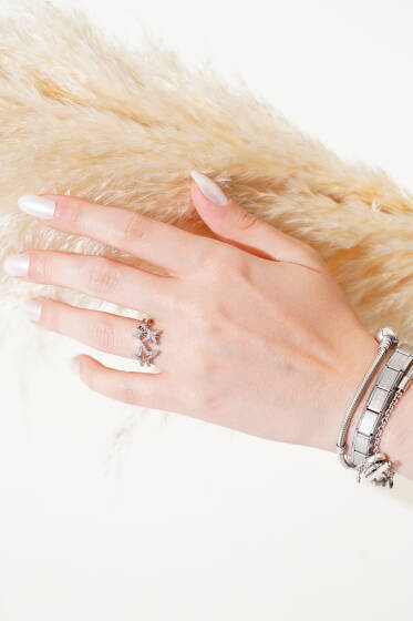 Yıldız Taşlı Yüzük Gümüş - Yüzük