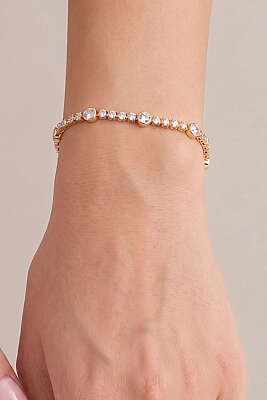 Mini Taş Detaylı İnce Bileklik Gold - YILMAZ BİJUTERİ 