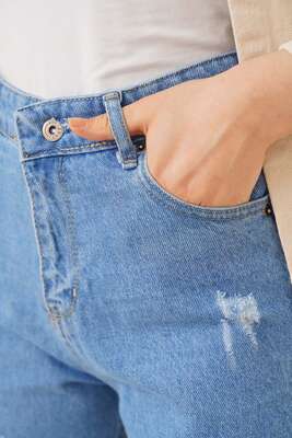 Yırtıklı Açık Kot Pantolon - Pantolon