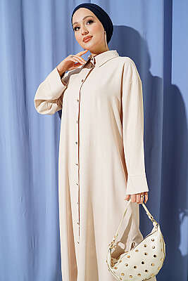 Yırtmaç Detaylı Tensel Uzun Tunik Bej - 700-1000 TL Ürünler