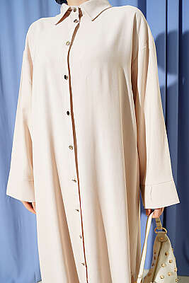Yırtmaç Detaylı Tensel Uzun Tunik Bej - 700-1000 TL Ürünler