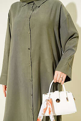 Yırtmaç Detaylı Tensel Uzun Tunik Haki - 700-1000 TL Ürünler