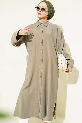 Yırtmaç Detaylı Tensel Uzun Tunik Haki - 700-1000 TL Ürünler
