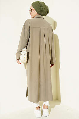 Yırtmaç Detaylı Tensel Uzun Tunik Haki - 700-1000 TL Ürünler