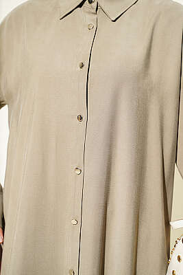 Yırtmaç Detaylı Tensel Uzun Tunik Haki - 700-1000 TL Ürünler