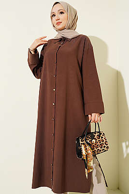 Yırtmaç Detaylı Uzun Tunik Kahve - 700-1000 TL Ürünler