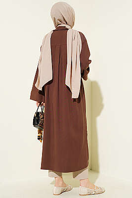 Yırtmaç Detaylı Uzun Tunik Kahve - 700-1000 TL Ürünler