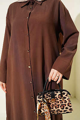 Yırtmaç Detaylı Uzun Tunik Kahve - 700-1000 TL Ürünler
