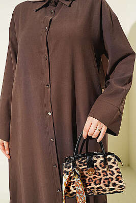 Yırtmaç Detaylı Uzun Tunik Kahve - 700-1000 TL Ürünler