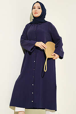 Yırtmaç Detaylı Uzun Tunik Lacivert - 700-1000 TL Ürünler
