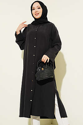 Yırtmaç Detaylı Uzun Tunik Siyah - 700-1000 TL Ürünler
