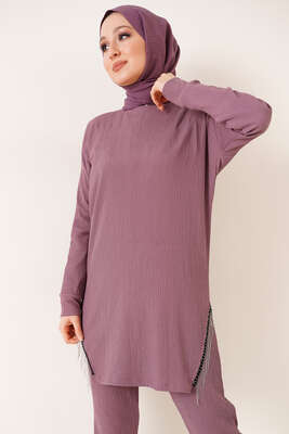 Yırtmaçları Zincir Püsküllü Bürümcük İkili Takım Magenta - İKİLİ TAKIM