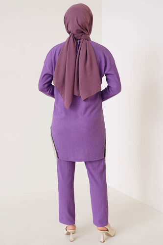 Yırtmaçları Zincir Püsküllü Bürümcük İkili Takım Mor - İKİLİ TAKIM