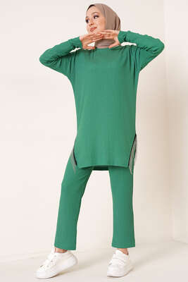 Yırtmaçları Zincir Püsküllü Bürümcük İkili Takım Yeşil 