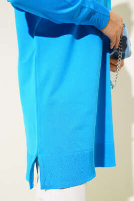 Yırtmaçlı Basic Triko Tunik Mavi - 300-500 TL Ürünler