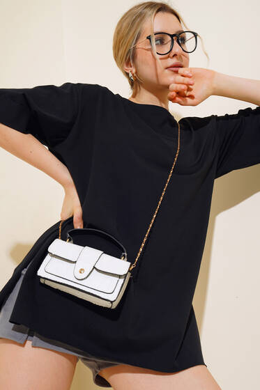 Yırtmaçlı Duble Kol T-shirt Siyah - Kadın Giyim Modelleri