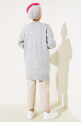 Yırtmaçlı Düz Yumoş Triko Tunik Gri - Triko Tunik