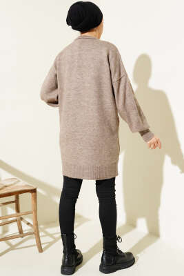 Yırtmaçlı Düz Yumoş Triko Tunik Kahve - Triko Tunik