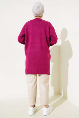 Yırtmaçlı Düz Yumoş Triko Tunik Menekşe - Triko Tunik