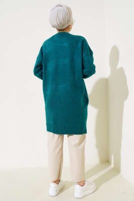 Yırtmaçlı Düz Yumoş Triko Tunik Nefti - Triko Tunik