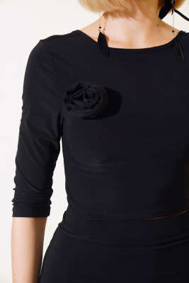 Yırtmaçlı Etekli İkili Takım Siyah - Kadın Giyim Modelleri