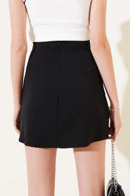 Yırtmaçlı Fermuarlı Mini Etek Siyah - Kadın Giyim Modelleri