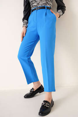 Yırtmaçlı Kemerli İndigo Pantolon - 500-700 TL Ürünler