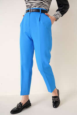 Yırtmaçlı Kemerli İndigo Pantolon - 500-700 TL Ürünler