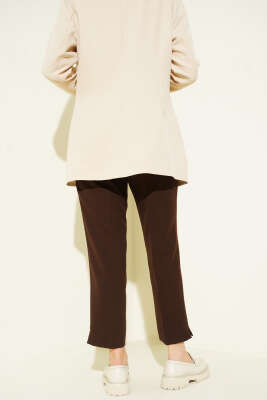 Yırtmaçlı Kemerli Pantolon Kahve - Pantolon