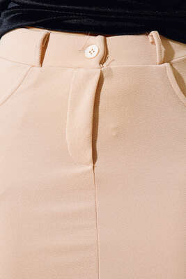 Yırtmaçlı Midi Etek Camel - Kadın Giyim Modelleri