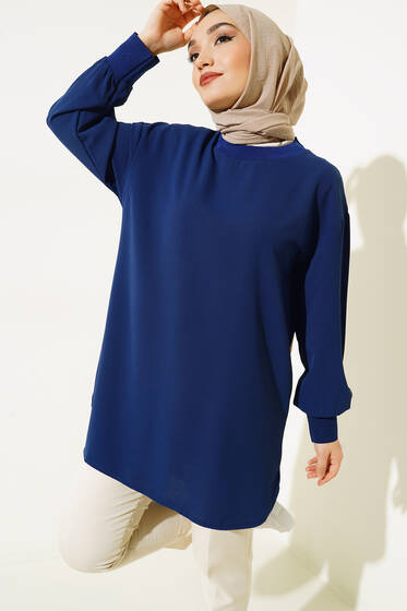 Yırtmaçlı Salaş Tunik Lacıvert - Tunik