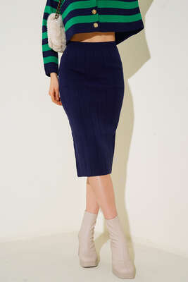 Yırtmaçlı Siyah Kalem Lacivert - Kadın Giyim Modelleri