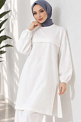 Yırtmaçlı Uzun İkili Takım Beyaz - 300-500 TL Ürünler