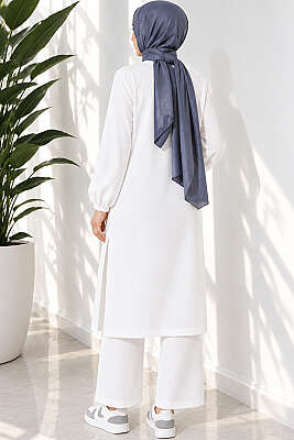 Yırtmaçlı Uzun İkili Takım Beyaz - 300-500 TL Ürünler