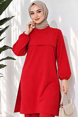 Yırtmaçlı Uzun İkili Takım Kırmızı - 300-500 TL Ürünler