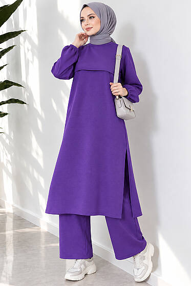 Yırtmaçlı Uzun İkili Takım Mor - 300-500 TL Ürünler